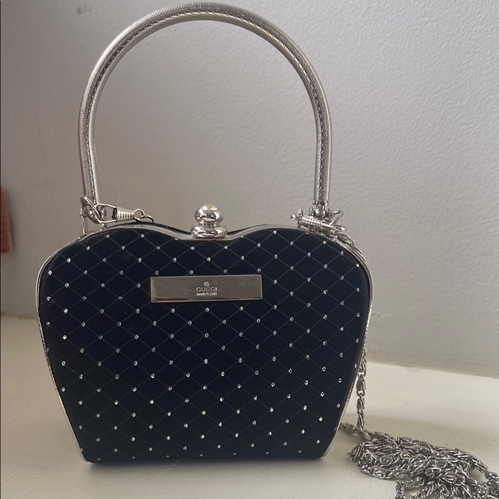 Black Designer Inspired Quilted Handbag with Silver Accents $32.00